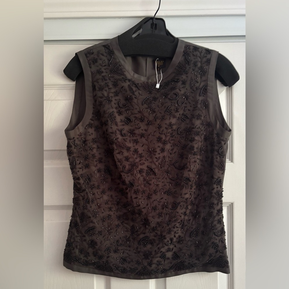 Pauw Amsterdam Green beaded embroidered Blouse Elegant Top sz.6